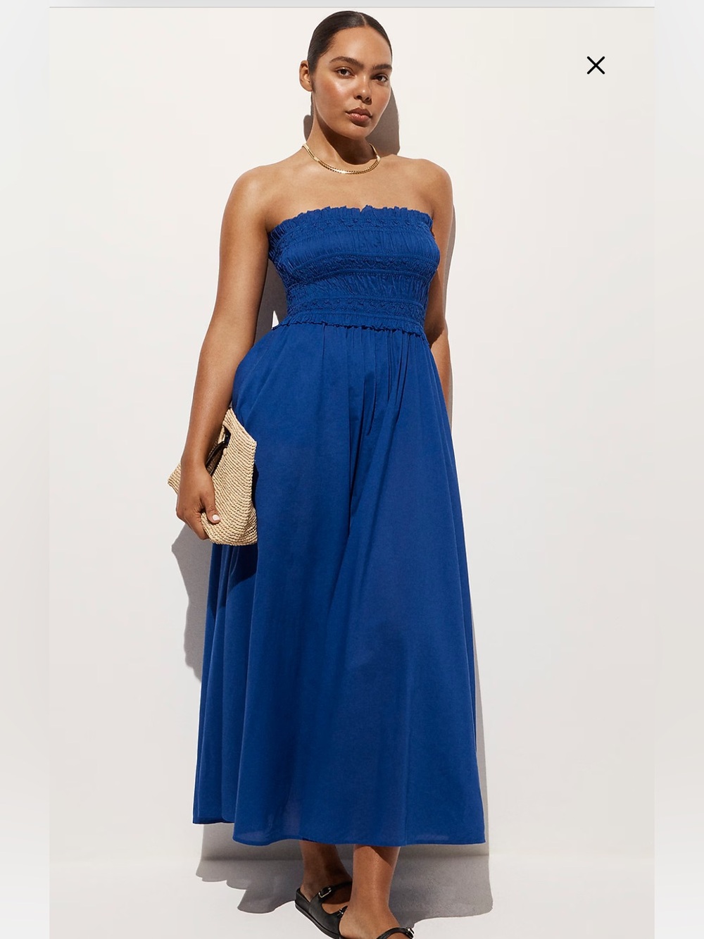 J. Crew Smocked maxi dress in cotton voile- Radiant Cobalt, XS